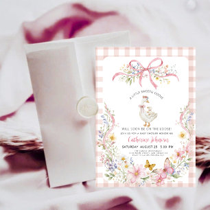 Preppy Pink Gingham Silly Goose Baby Shower Invitation