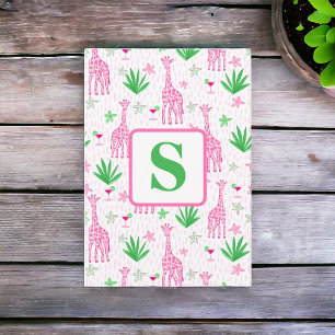 Preppy Pink Giraffe Monogram Cosmopolitan Cocktail Thank You Card