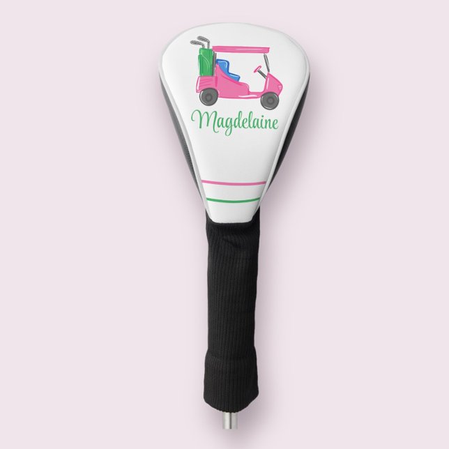 Preppy Pink Golf Cart Custom Name Head Cover (Creator Uploaded)