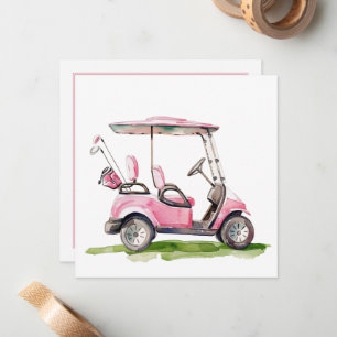 Preppy Pink Golf Cart Monogram Card