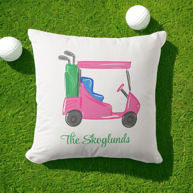 Preppy Pink Golf Cart Personalised Cushion (Creator Uploaded)