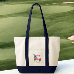 Preppy Pink Golf Cart Personalized Tote Bag