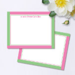 Preppy Pink & Green Border Custom Name Stationery Card<br><div class="desc">This design features space for a name with a preppy border design. Click the customise button if you would like to move/scale the images and further modify the text! Variations of this design, additional colours, as well as coordinating products are available in our shop, zazzle.com/store/doodlelulu. Contact us if you need...</div>