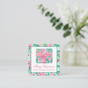 Preppy Pink & Green Christmas Present Enclosure Card