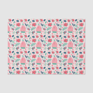 Preppy Pink & Green Christmas Ski Caps Tissue Paper