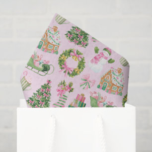 Preppy Pink & Green Christmas Tissue Paper