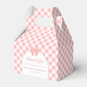 Preppy Pink Green Gingham Ribbon Girl Birthday Favour Box