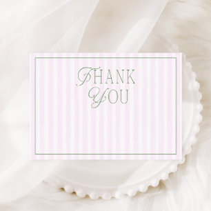 Preppy Pink & Green Girl Stripe Baby Shower Thank You Card