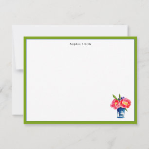 Preppy pink & green Peony Thank You Card