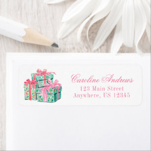 Preppy Pink & Green Presents Return Address