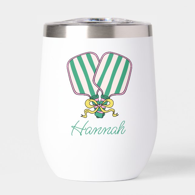 Preppy Pink Green & Yellow Pickleball Paddles (Front)