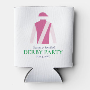 Preppy Pink Jockey Silks Derby Party Personalise Can Cooler