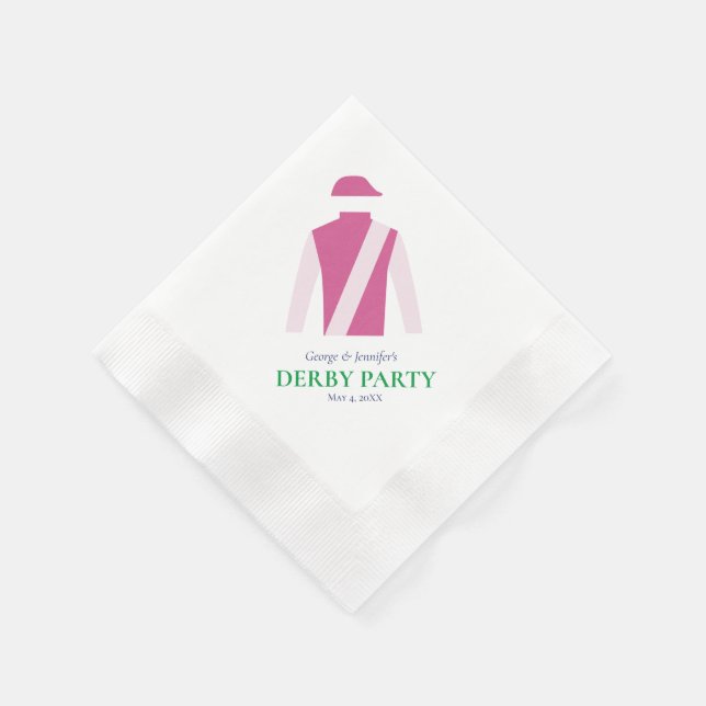 Preppy Pink Jockey Silks Derby Party Personalise Napkin (Corner)