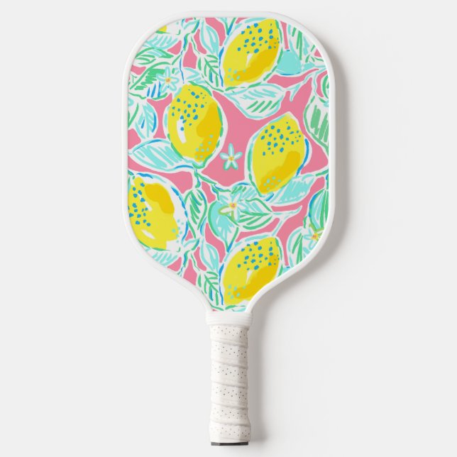 Preppy Pink Lemon Pattern  Pickleball Paddle (Front)
