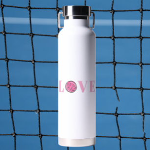 Preppy Pink LOVE Pickleball White Water Bottle