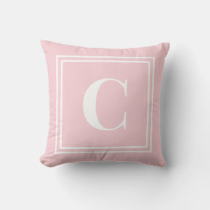 Preppy Pink Monogram Dorm Room Pillow – Classic