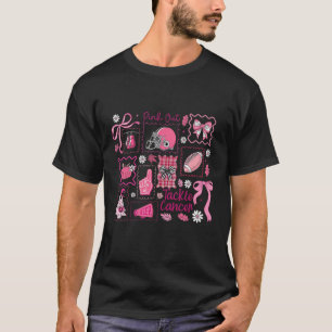 Preppy Pink Out Tackle Breast Cancer Footll Bow Ha T-Shirt
