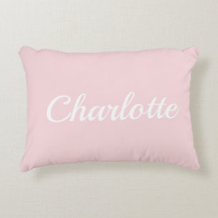 Preppy Pink Personalized Name Dorm Room Pillow