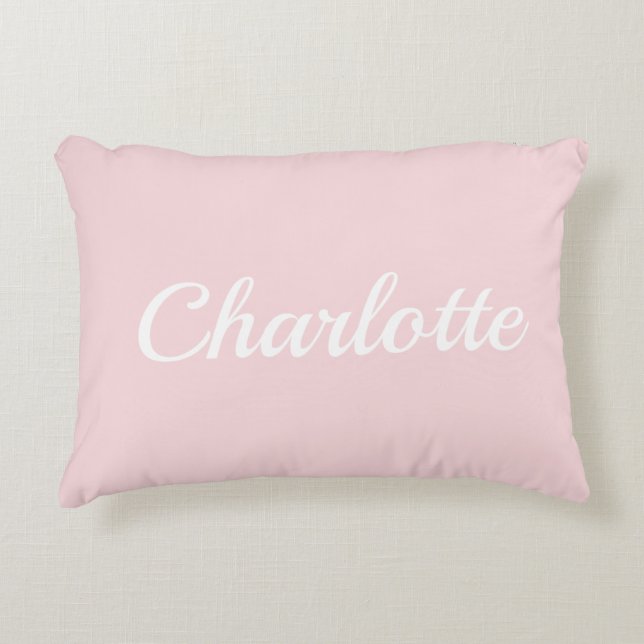Preppy Pink Personalized Name Dorm Room Pillow (Front)