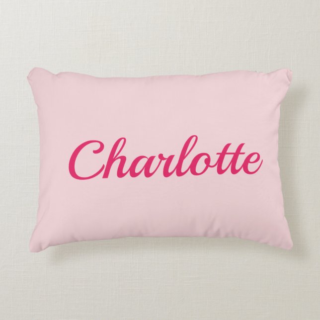 Preppy Pink Personalized Name Dorm Room Pillow (Front)