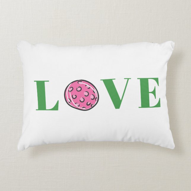 Preppy Pink Pickleball Love Decorative Cushion (Front)