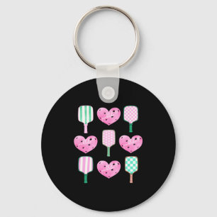 Preppy pink pickleball shirt girls love playing key ring