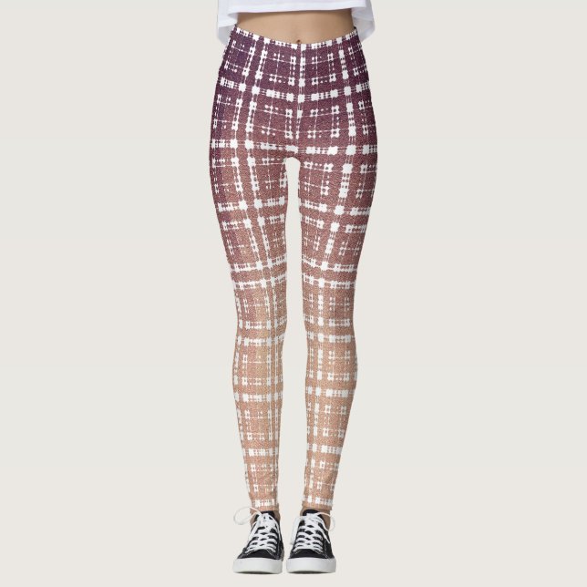 Preppy Pink Plaid Fashion Leggings (Front)