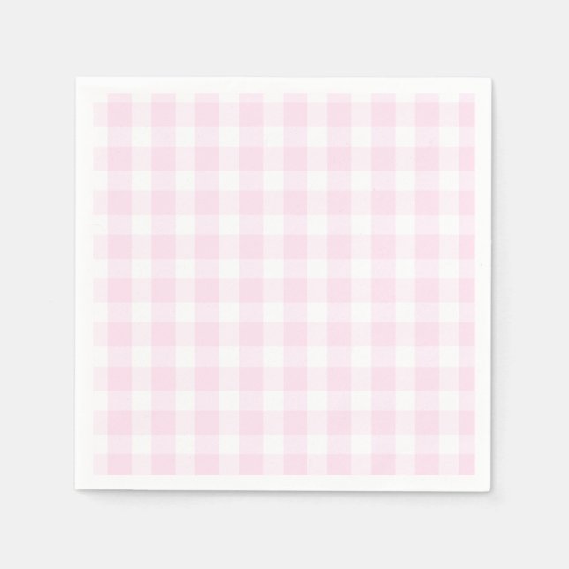 Preppy Pink Plaid Pink Birthday Napkins (Front)