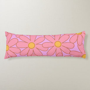 Preppy Pink Purple Floral Simple Flower Pattern Body Cushion