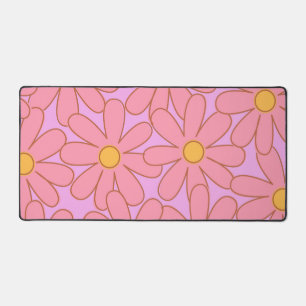 Preppy Pink Purple Floral Simple Flower Pattern Desk Mat