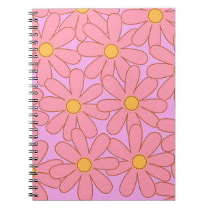Preppy Pink Purple Floral Simple Flower Pattern Notebook