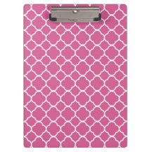 Preppy Pink Quatrefoil Clipboard