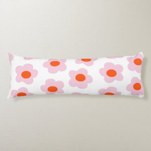 Preppy Pink Red Floral Simple Flower Pattern Body Cushion