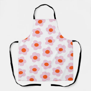 Preppy Pink Red Hippie Flower Pattern Apron
