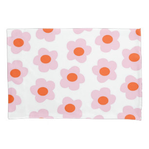 Preppy Pink Red Hippie Flower Pattern Pillowcase
