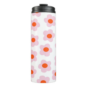 Preppy Pink Red Hippie Flower Pattern Thermal Tumbler