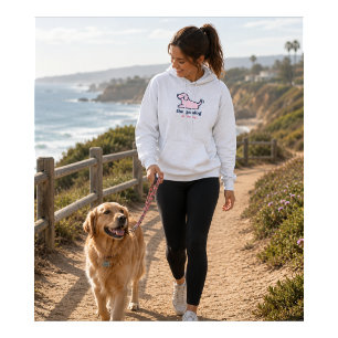 Preppy Pink Seersucker Dog Silhouette Ash Grey Hoodie