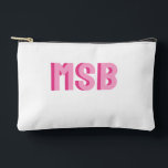 Preppy Pink Shadow Block Monogram, Custom  Accessory Pouch<br><div class="desc">Super cute bag with dual pink shadow block monogram. So on trend with the preppy aesthetic. Easily change the colours and text to yours - 2 letter monogram,  3 letter or full word/name. Cute,  trendy - perfect for a birthday gift,  bachelorette party and more.</div>