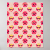 Preppy pink smile emoji paint poster gifts.