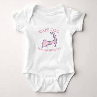 Preppy Pink Striped Cape Cod Silhouette Baby Bodysuit