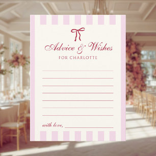 Preppy Pink Stripes Bridal Shower Advice Card
