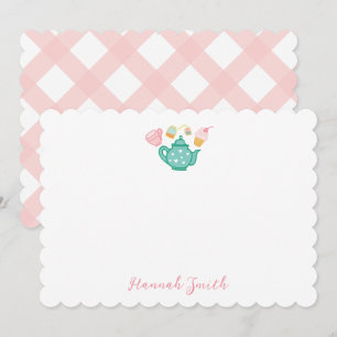 Preppy Pink Tea Set Stationery Note Cards