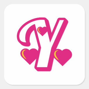 Preppy Pink Varsity Letter Y, pink letter y Class Square Sticker