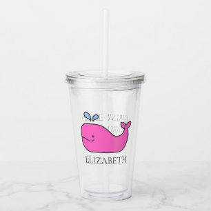 Preppy Pink Whale Personalised Acrylic Tumbler