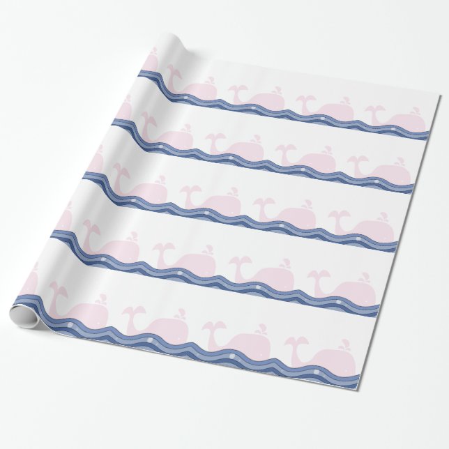 Preppy Pink Whale Wrapping Paper (Unrolled)