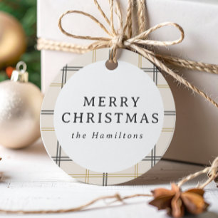 Preppy Plaid Double Stripe Christmas Gifting Favour Tags