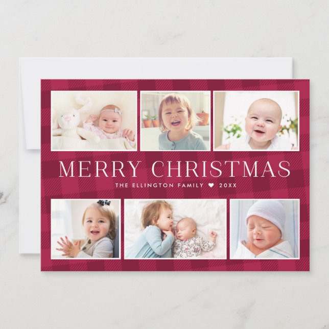 Preppy Plaid Photo Gallery Christmas Card (Front)
