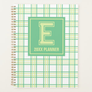 Preppy Plaid Varsity Monogram Green Lime Planner