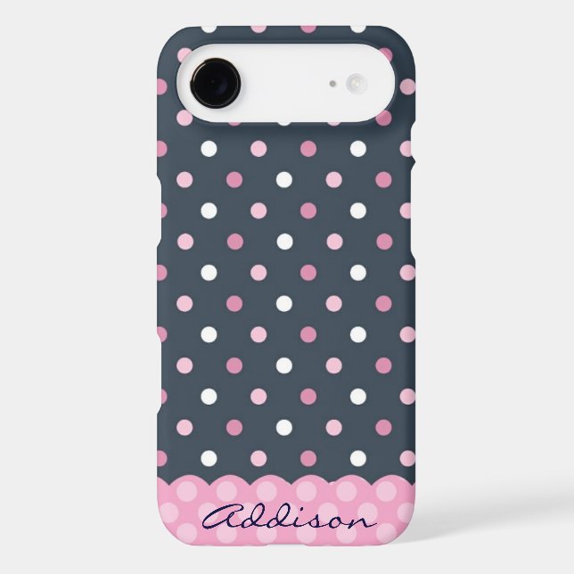 Preppy Polka Dots Navy & Pink Phone Case (Back)