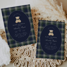 Preppy Polo Tartan Teddy Bear Boy Baby Shower